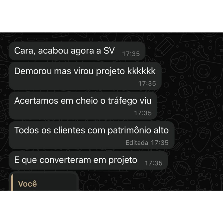 Mensagem de cliente da Ayoub Mídias
