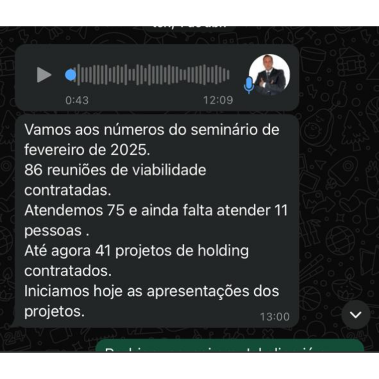 Mensagem de cliente da Ayoub Mídias